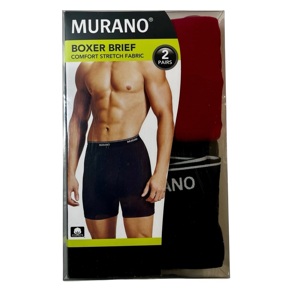 MURANO Men’s Comfort Stretch Boxer Briefs 2 Pair Package NWT